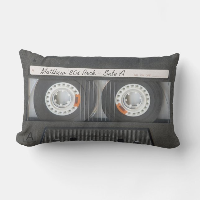 Coussin Rectangle Retro Music Cassette Mix Tape Look Texte personnal (Recto)