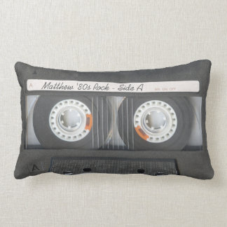 Coussin Rectangle Retro Music Cassette Mix Tape Look Texte personnal
