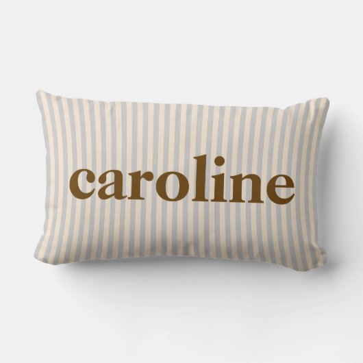Coussin Rectangle Retro Pastel Stripe Personalized Brown Name (Verso)