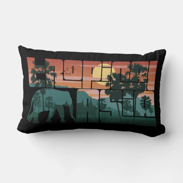 Coussin Rectangle Retro Sunset Paysage Asie Thaïlande - Typographie (Verso)
