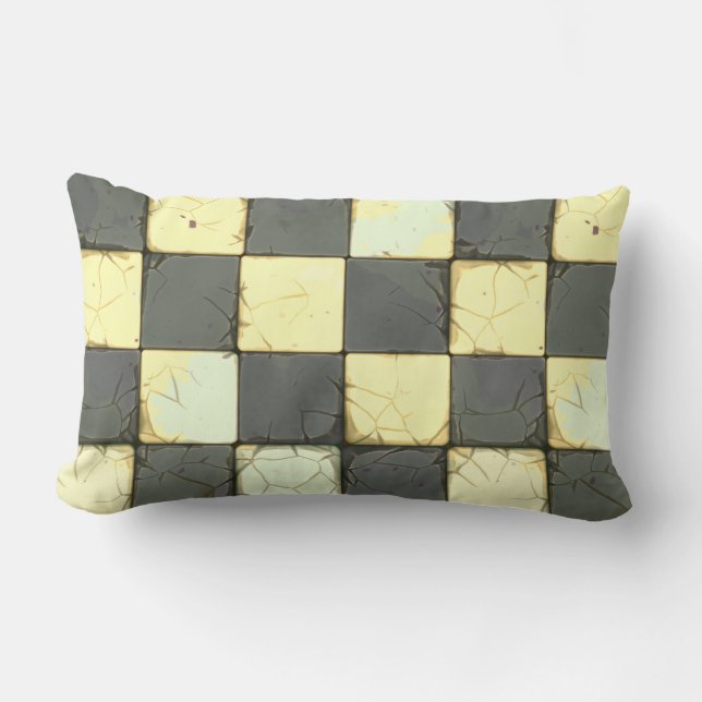 Coussin Rectangle Rétro tuile vintage de damier (Recto)