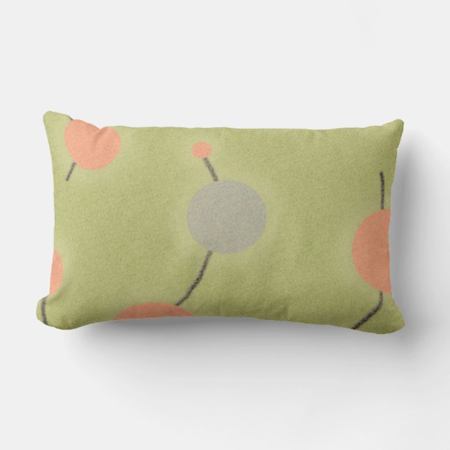 Coussin Rectangle Rétro vert pointillé d'univers (Recto)