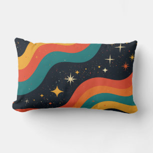 Coussin Rectangle Rêve cosmique groovy vintage des années 70 rétro o