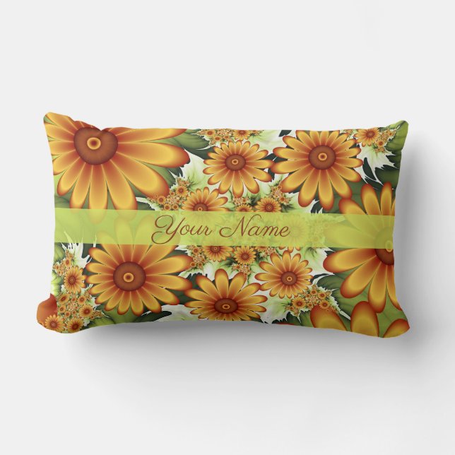 Coussin Rectangle Rêve floral, Fleur Abstraite moderne Nom fractal (Recto)