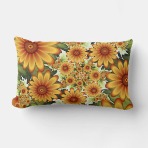 Coussin Rectangle Rêve floral, Fleurs Abstraites modernes Art fracta