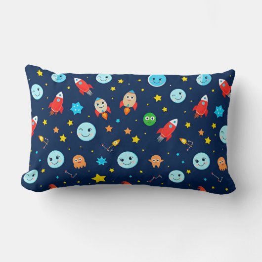 Coussin Rectangle 🚀 Rêves de fusée cosmique Aventure bleue de l'esp (Recto)
