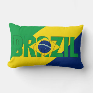 Coussin Rectangle Rêvez en couleur avec le drapeau du Brésil