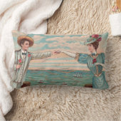Coussin Rectangle Robe de mariage d'amour de plage victorienne Coupl (Couverture)