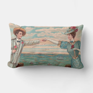 Coussin Rectangle Robe de mariage d'amour de plage victorienne Coupl