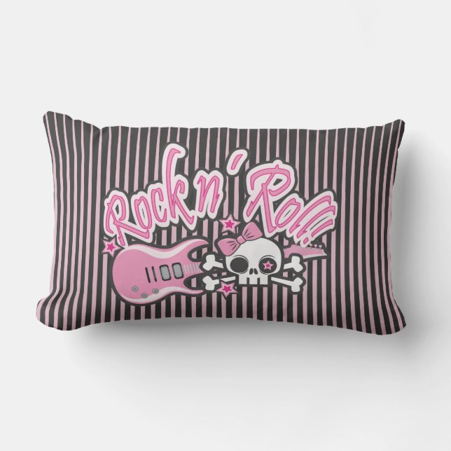 Coussin Rectangle Rocher de fille n'Roll Crâne (Recto)