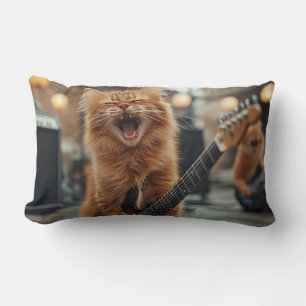 Coussin Rectangle Rock N Roll Chat Guitare Gingembre Rockstar