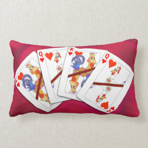 Coussin Rectangle Roi de poulet et reine des cartes de jeu de coeurs