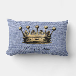 Coussin Rectangle Roi Nom personnalisé Décor Royal Gold Couronne