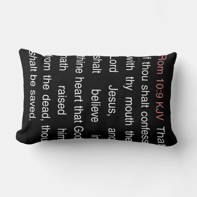 Coussin Rectangle Romains 10:9 Version du roi Jacques KJV Bible  (Recto)