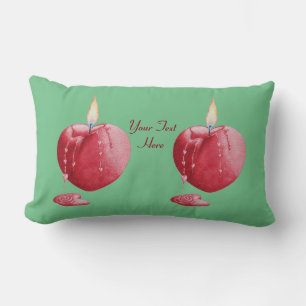 Coussin Rectangle romantique brûlant amour coeur en forme de bougie 