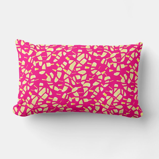 Coussin Rectangle Rose à la crème et citron pâle motifs (Recto)