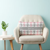 Coussin Rectangle Rose Blanc Gris Foncé Toile de Chien Monogramme No (Chaise)