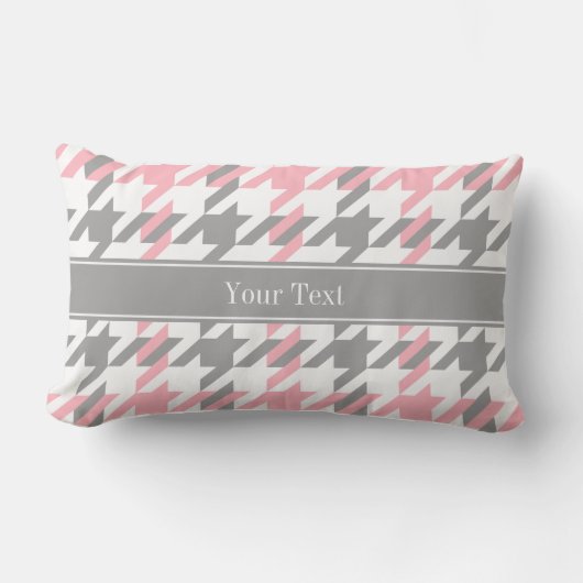 Coussin Rectangle Rose Blanc Gris Foncé Toile de Chien Monogramme No (Recto)