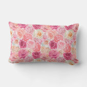 Coussin Rectangle Rose Blanc Rose Foncé Magenta Floral Fleurs  (Verso)