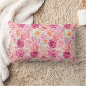 Coussin Rectangle Rose Blanc Rose Foncé Magenta Floral Fleurs  (Couverture)