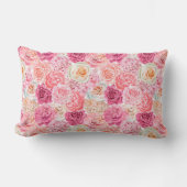 Coussin Rectangle Rose Blanc Rose Foncé Magenta Floral Fleurs  (Recto)