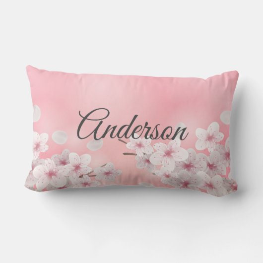 Coussin Rectangle Rose blanche Fleur de cerisier Monogram Fleurs (Verso)