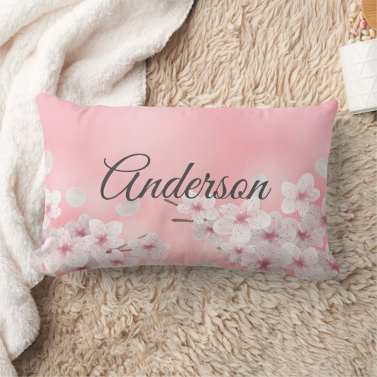 Coussin Rectangle Rose blanche Fleur de cerisier Monogram Fleurs (Couverture)