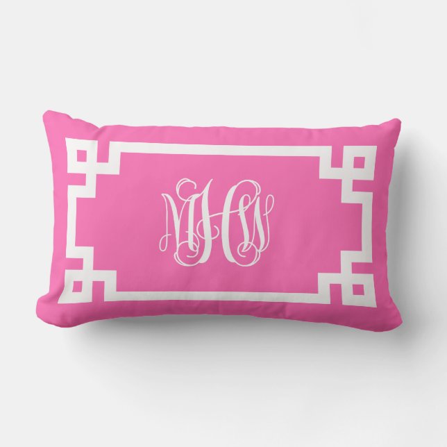 Coussin Rectangle Rose Chaud Blanc Vigne Écriture Monogramme Grec Cl (Recto)
