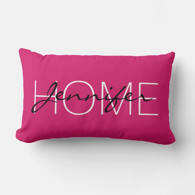 Coussin Rectangle Rose de bois de chien couleur maison monogramme (Recto)