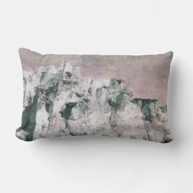 Coussin Rectangle Rose de pastels, sauge, paysage pourpre de désert (Recto)
