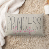 Coussin Rectangle ROSE de PRINCESSE chic rustique YOUR NAME IN BEIGE (Couverture)