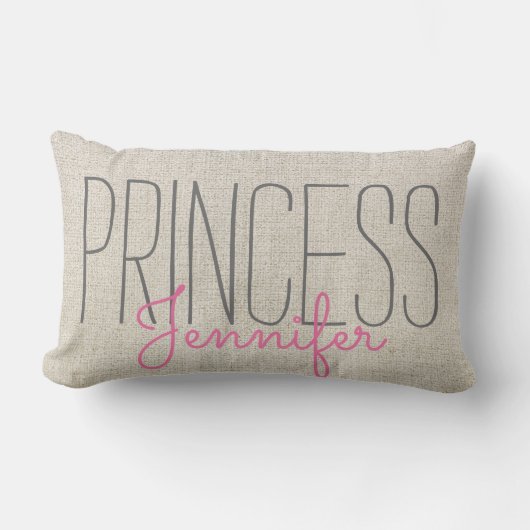 Coussin Rectangle ROSE de PRINCESSE chic rustique YOUR NAME IN BEIGE (Recto)