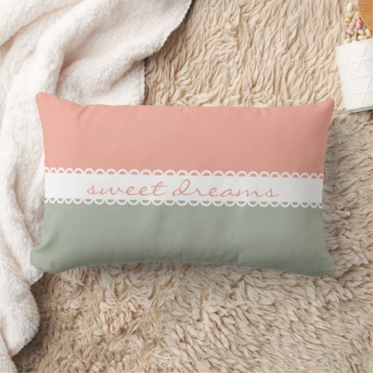 Coussin Rectangle Rose en pastel et ruban gris de rêves doux (Couverture)