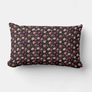 Coussin Rectangle Rose en velours noir