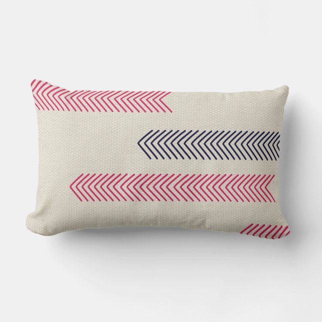 Coussin Rectangle Rose et flèches tribales aztèques de marine (Recto)