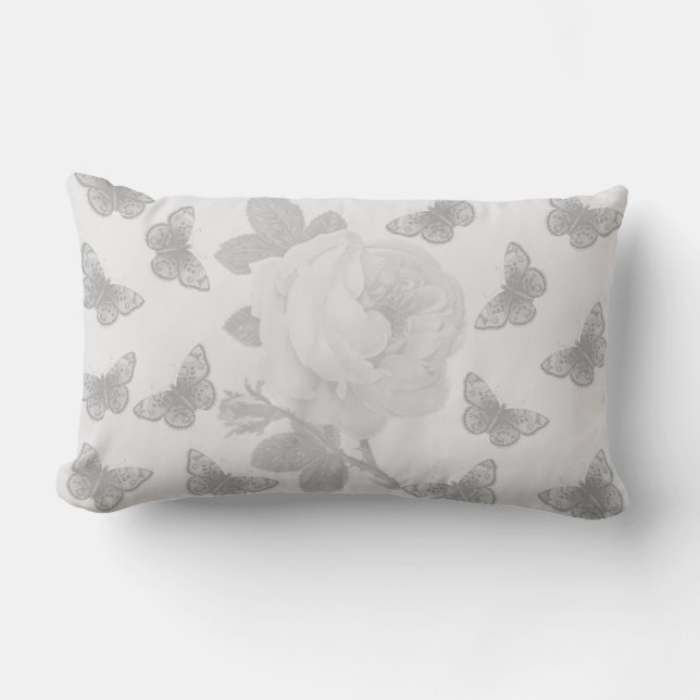 Coussin Rectangle Rose et papillons (Recto)