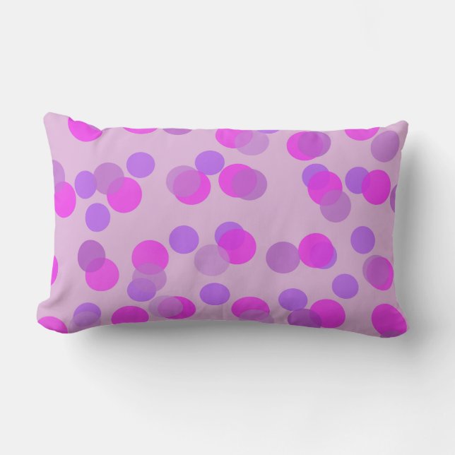 Coussin Rectangle rose et pois violet (Recto)