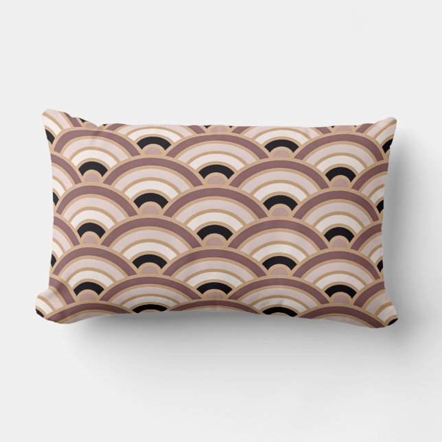Coussin Rectangle Rose et violet foncé Art déco (Recto)