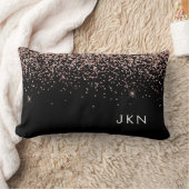 Coussin Rectangle Rose Gold Blush Pink Black Parties scintillant Mon (Couverture)
