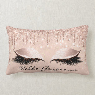Coussin Rectangle Rose Gold Drips de maquillage cils Bonjour Gorgeou