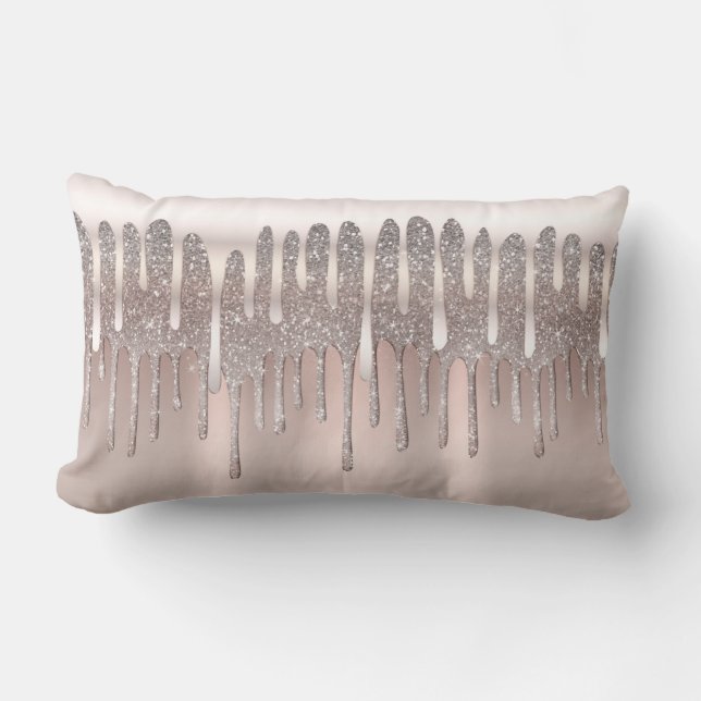 Coussin Rectangle Rose Gold Glacé Diamant Paillettes Étincelles Gout (Recto)