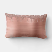 Coussin Rectangle Rose Gold Glitter Sparkle Eyelashes Monogram (Verso)