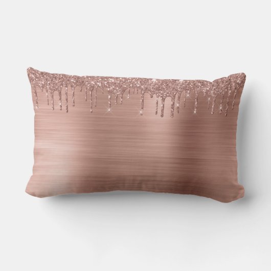 Coussin Rectangle Rose Gold Glitter Sparkle Eyelashes Monogram (Verso)