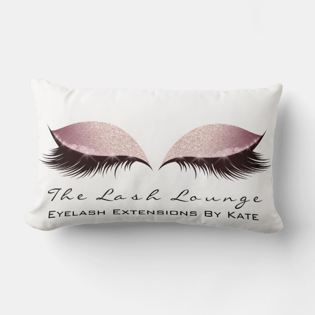 Coussin Rectangle Rose Gold Parties scintillant Nom Maquillage Lashe (Recto)