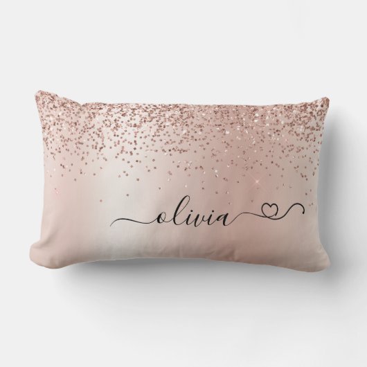 Coussin Rectangle Rose Gold - Parties scintillant rose pâle Nom du m (Recto)