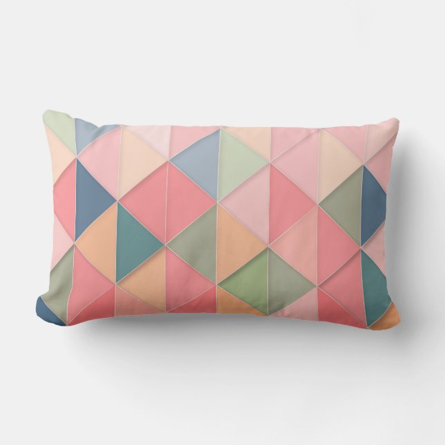 Coussin Rectangle Rose, motif géométrique, Triangles (Recto)