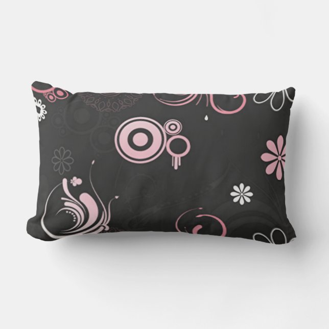 Coussin Rectangle Rose-Noir-Blanc (Recto)