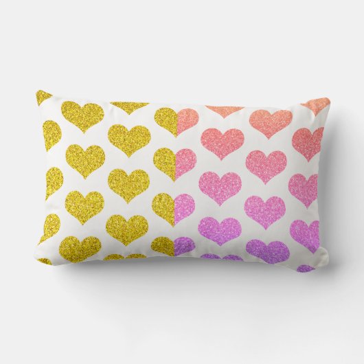 Coussin Rectangle Rose Or Or Ombre Coeurs Motif mignon (Verso)