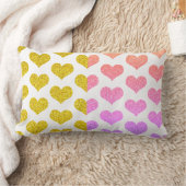 Coussin Rectangle Rose Or Or Ombre Coeurs Motif mignon (Couverture)