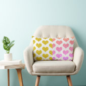 Coussin Rectangle Rose Or Or Ombre Coeurs Motif mignon (Chaise)